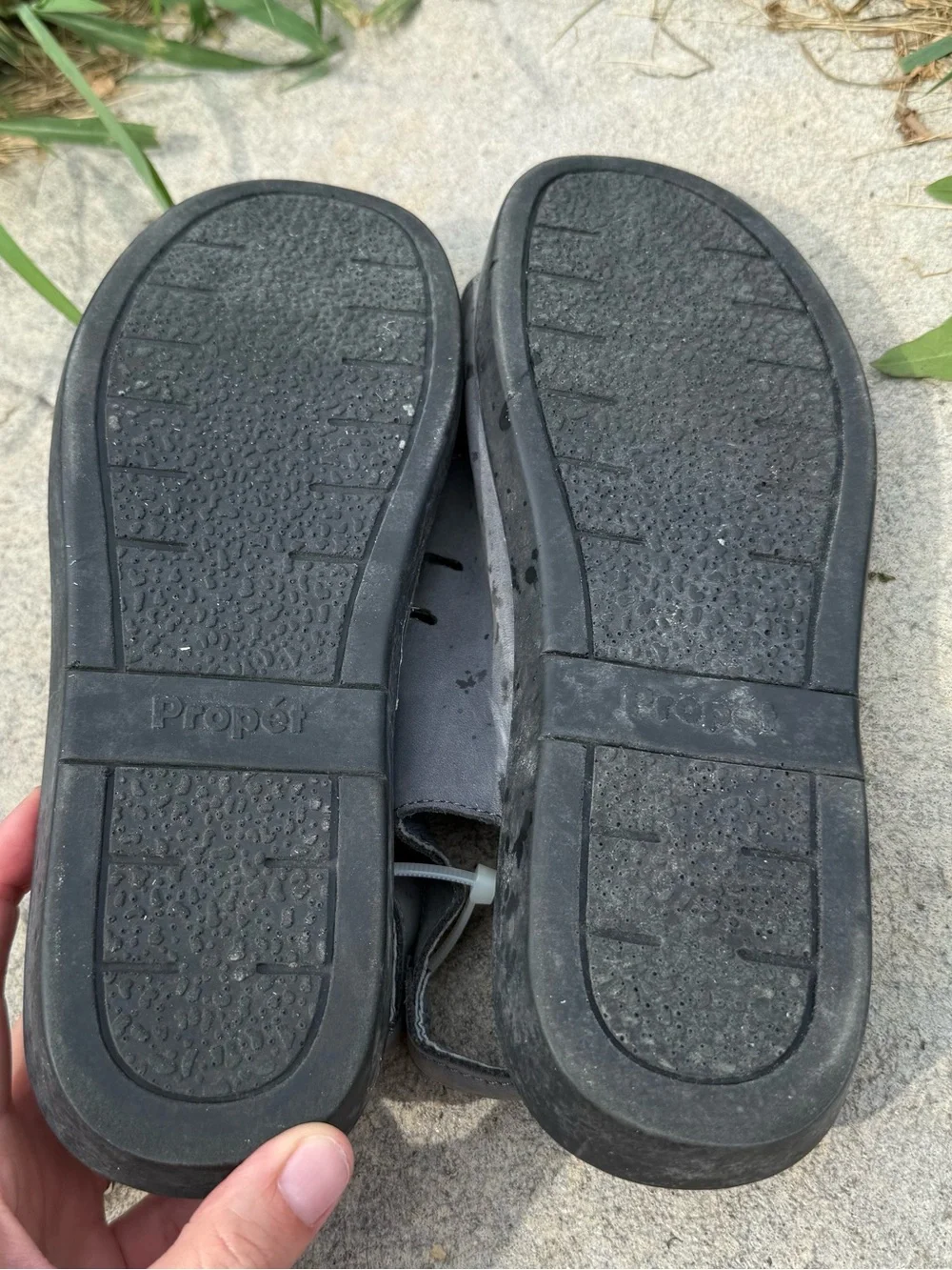 Double strap grey gray Sandals six women’s 10
